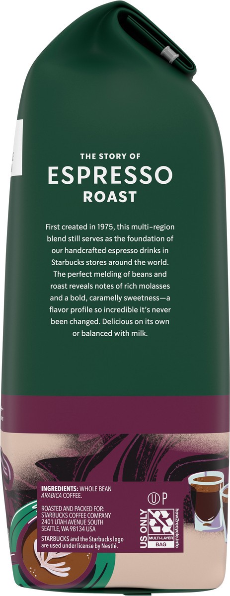 slide 6 of 9, Starbucks Whole Bean Coffee, Dark Roast Coffee, Espresso Roast, 100% Arabica, 1 bag (12 oz), 12 oz