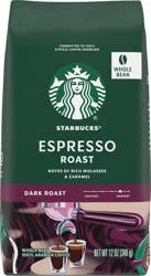Starbucks Whole Bean Dark Roast 100% Arabica Espresso Roast Coffee 12 oz