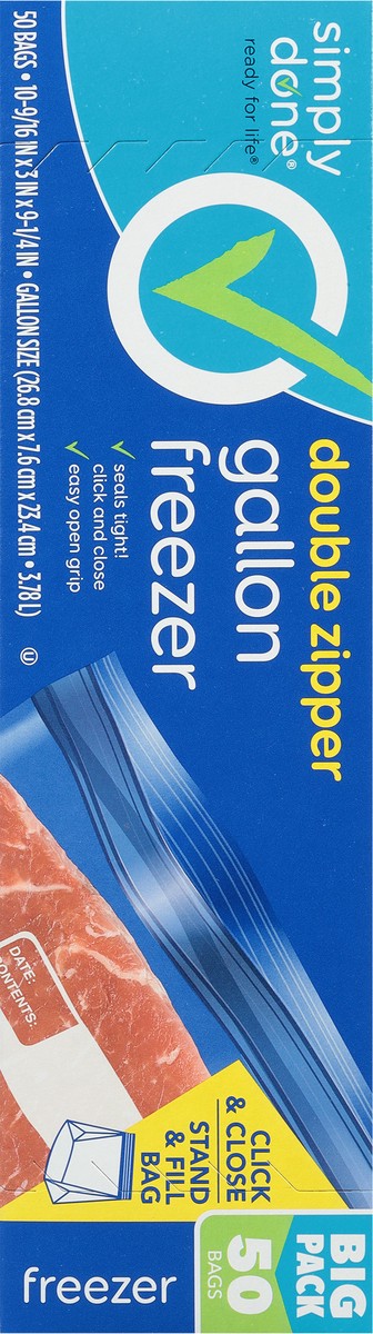 slide 2 of 9, Simply Done Gallon Double Zipper Freezer Bags Big Pack 50 ea, 50 ct