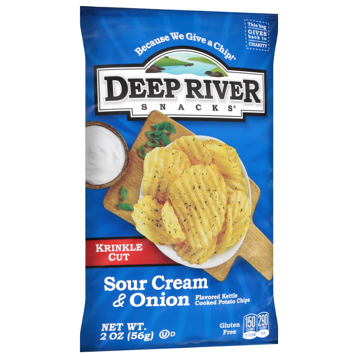 slide 3 of 4, Deep River Snacks Krinkle Cut Kettle Cooked Sour Cream & Onion Potato Chips 2 oz, 2 oz