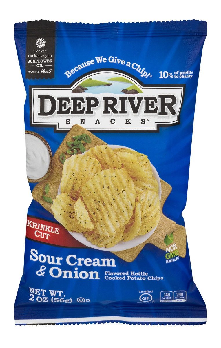 slide 1 of 1, Deep River Snacks Krinkle Cut Sour Cream & Onion Potato Chips, 2 oz