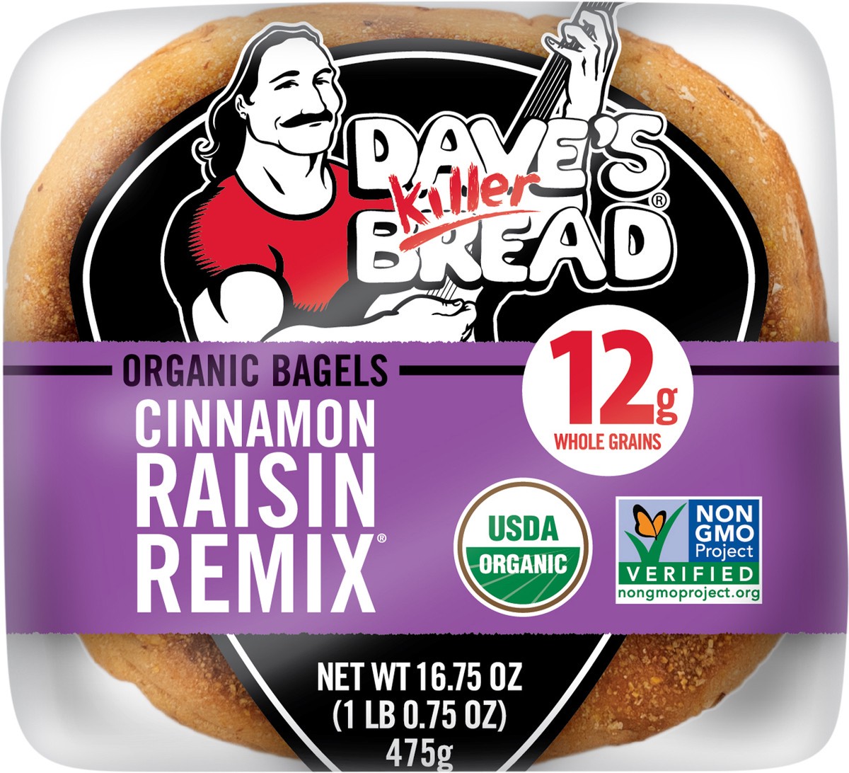 slide 4 of 8, Dave's Killer Bread Cinnamon Raisin Remix Bagels Organic Cinnamon Raisin Bagels, 16.75 oz