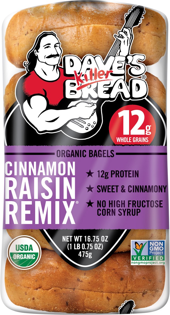 slide 6 of 8, Dave's Killer Bread Cinnamon Raisin Remix Bagels Organic Cinnamon Raisin Bagels, 16.75 oz