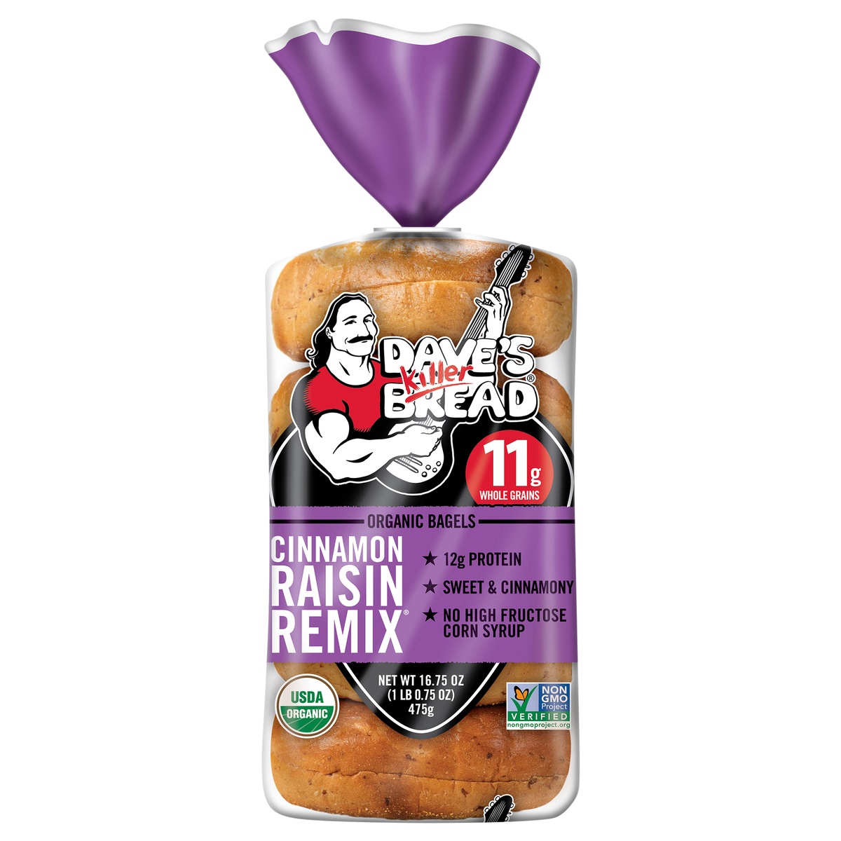 slide 1 of 8, Dave's Killer Bread® Cinnamon Raisin Remix® Organic Bagels 16.75 oz. Bag, 16.75 oz