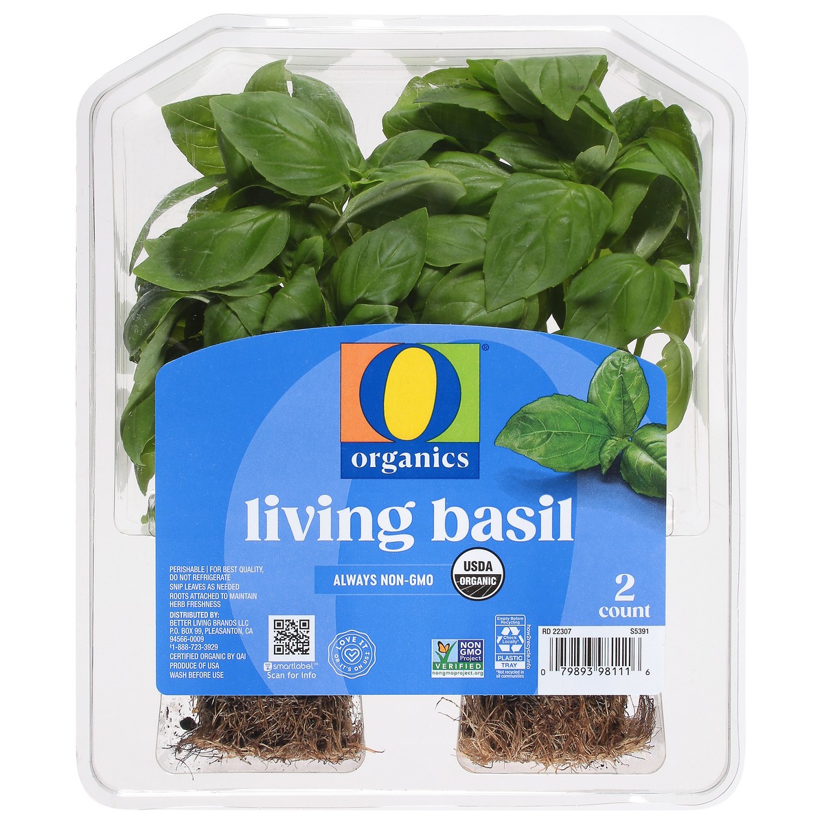 slide 1 of 7, O Organics Basil Living - 2 Count, 2 ct