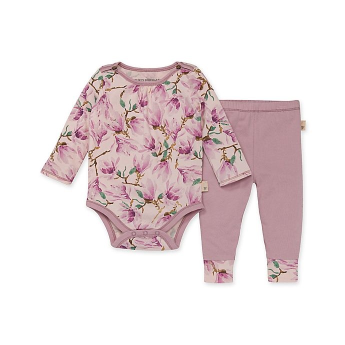 slide 1 of 2, Burt's Bees Baby Newborn Magnificent Magnolias Bodysuit and Pant Set - Pink, 2 ct