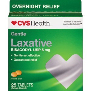 slide 1 of 1, CVS Health Gentle Laxative Bisacodyl Usp Tablets 5mg, 25ct, 25 ct