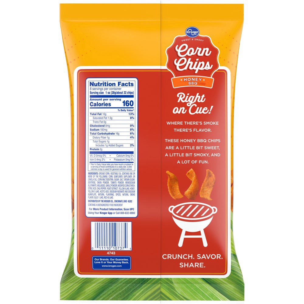 slide 2 of 2, Kroger Honey Bbq Corn Chips - 8 oz, 8 oz
