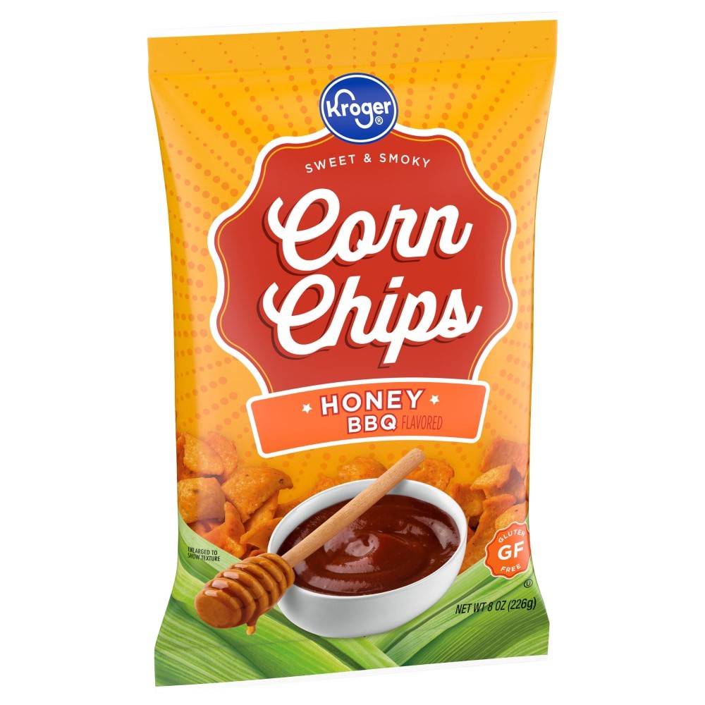 slide 1 of 2, Kroger Honey Bbq Corn Chips - 8 oz, 8 oz