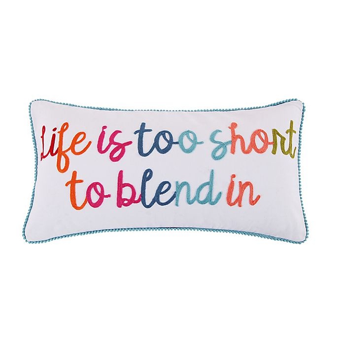 slide 1 of 2, Levtex Home Jules Life Is Too Short'' Pom Pom Oblong Throw Pillow'', 1 ct