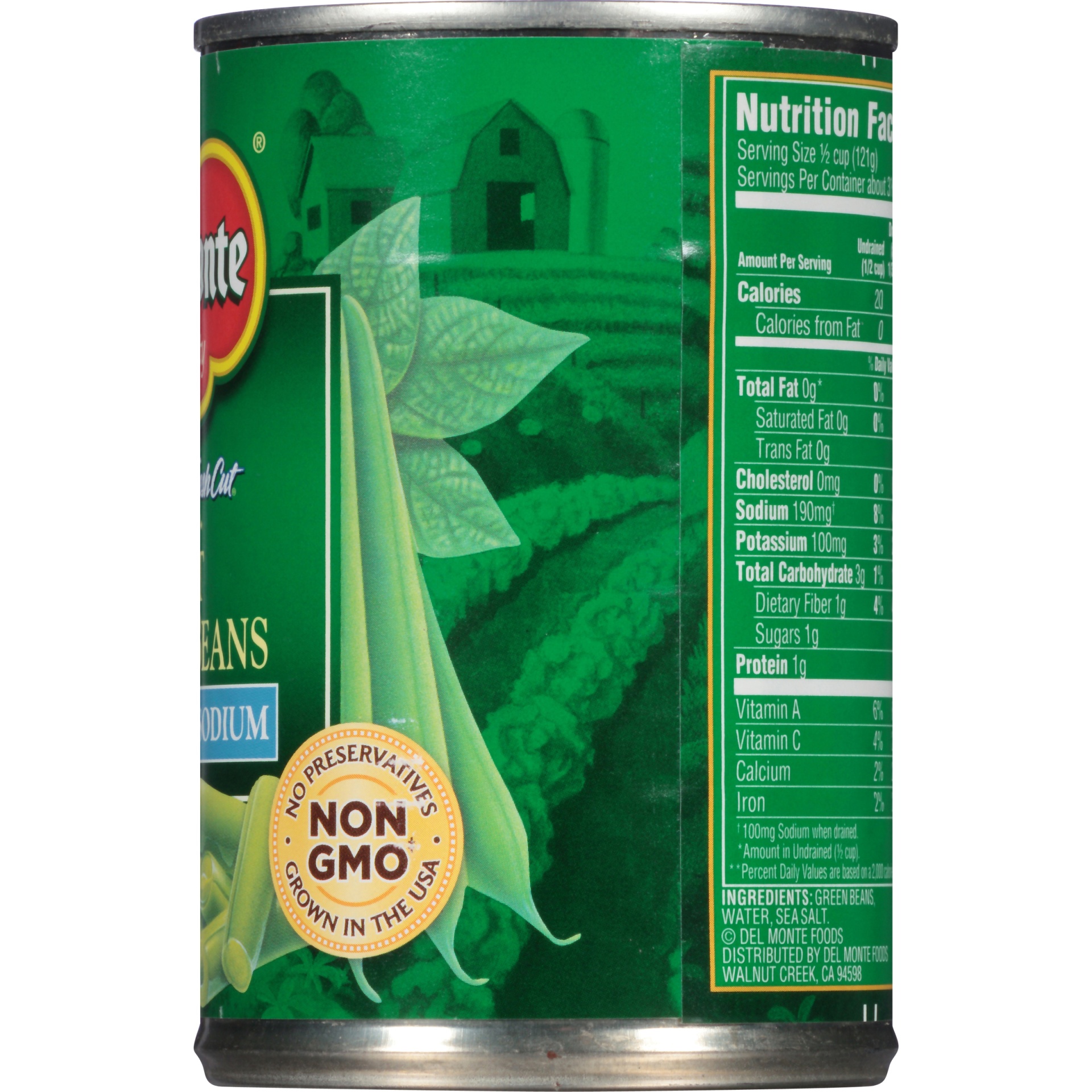 slide 3 of 6, Del Monte Less Sodium Fresh Cut Green Beans, 14.5 oz