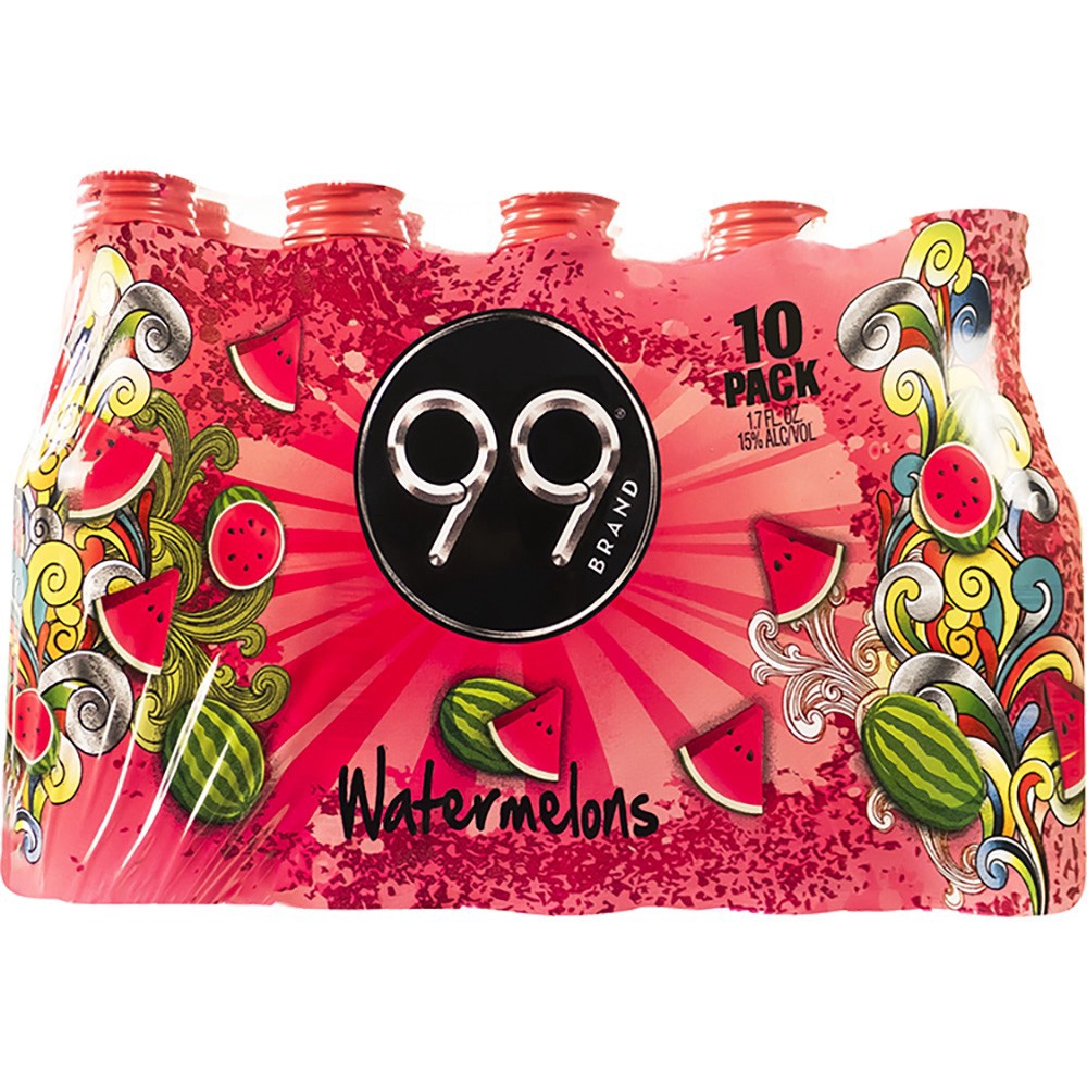 slide 1 of 1, 99 Brand Watermelons 99 Watermelon Malt Rum 32 Proof 50 Ml, 50 ml