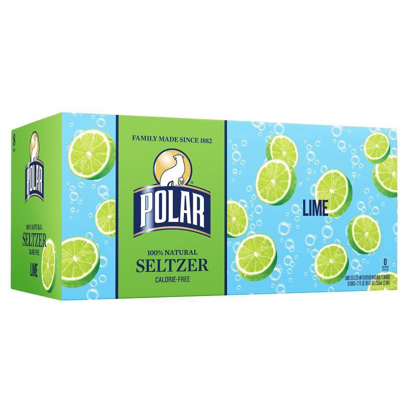 slide 1 of 3, Polar Lime Seltzer - 8 ct, 8 ct