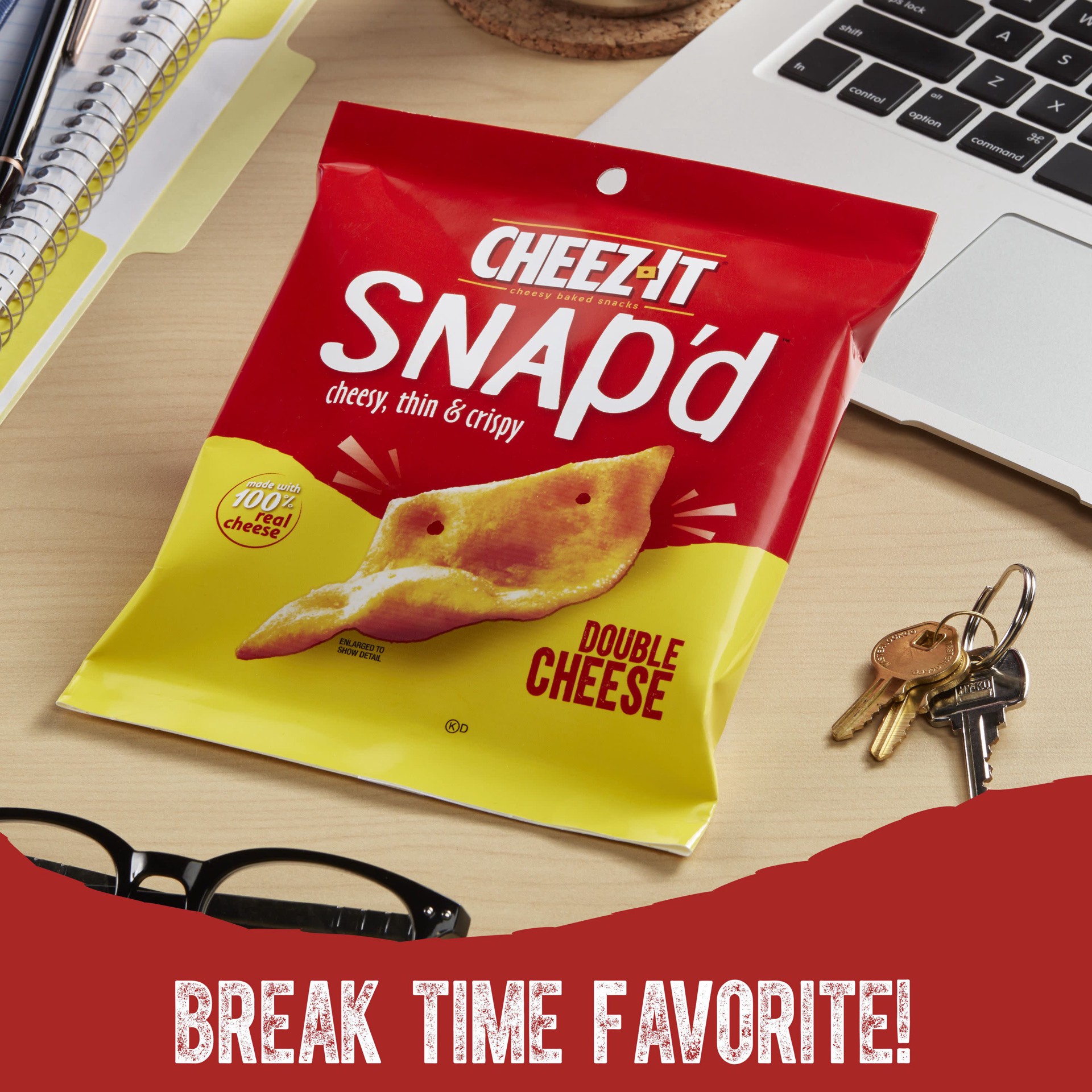 slide 3 of 5, Cheez-It Snap'd Cheese Cracker Chips, Double Cheese, 2.2 oz, 2.2 oz
