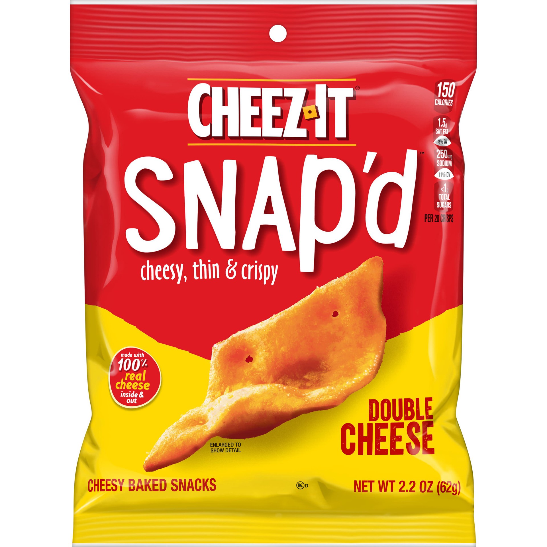 slide 1 of 5, Cheez-It Snap'd Cheese Cracker Chips, Double Cheese, 2.2 oz, 2.2 oz