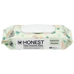 Honest Clean Conscious Fragrance Free Wipes 60 Each