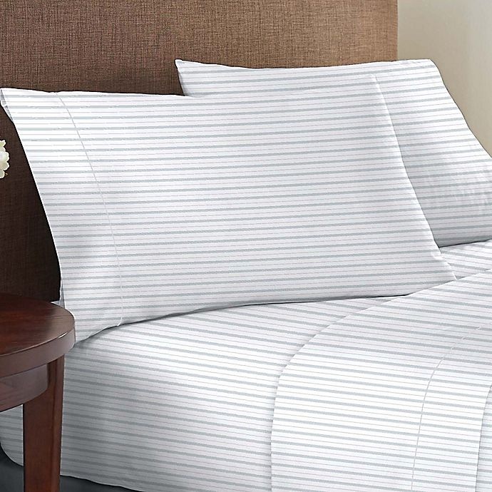 slide 1 of 1, Therapedic Performance 400-Thread-Count Sateen Full Sheet Set - Ticking Stripe, 1 ct