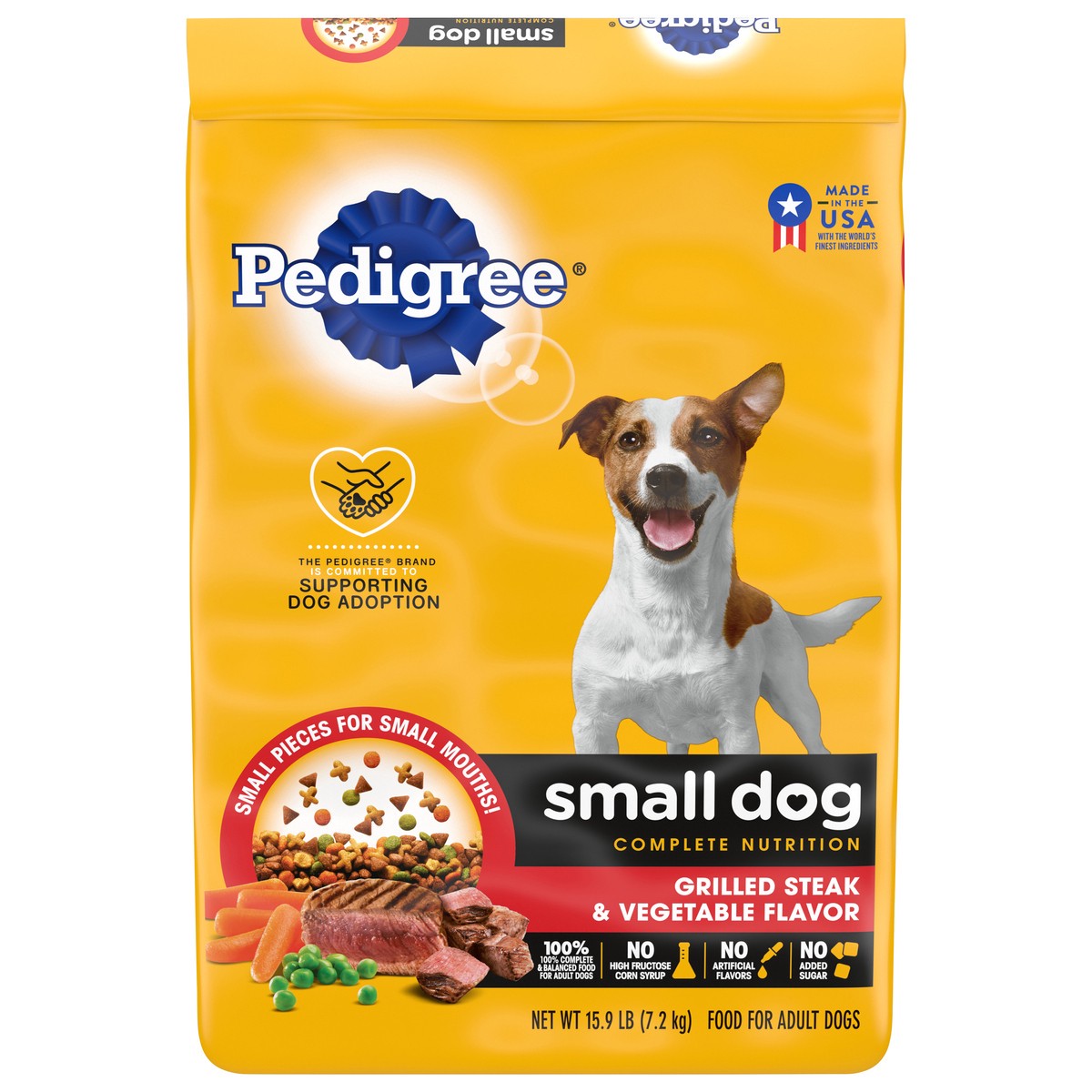 slide 7 of 12, PEDIGREE Small Dog Complete Nutrition Small Breed Adult Dry Dog Food Grilled Steak and Vegetable Flavor Dog Kibble, 3.5 lb. Bag, 15.9 lb