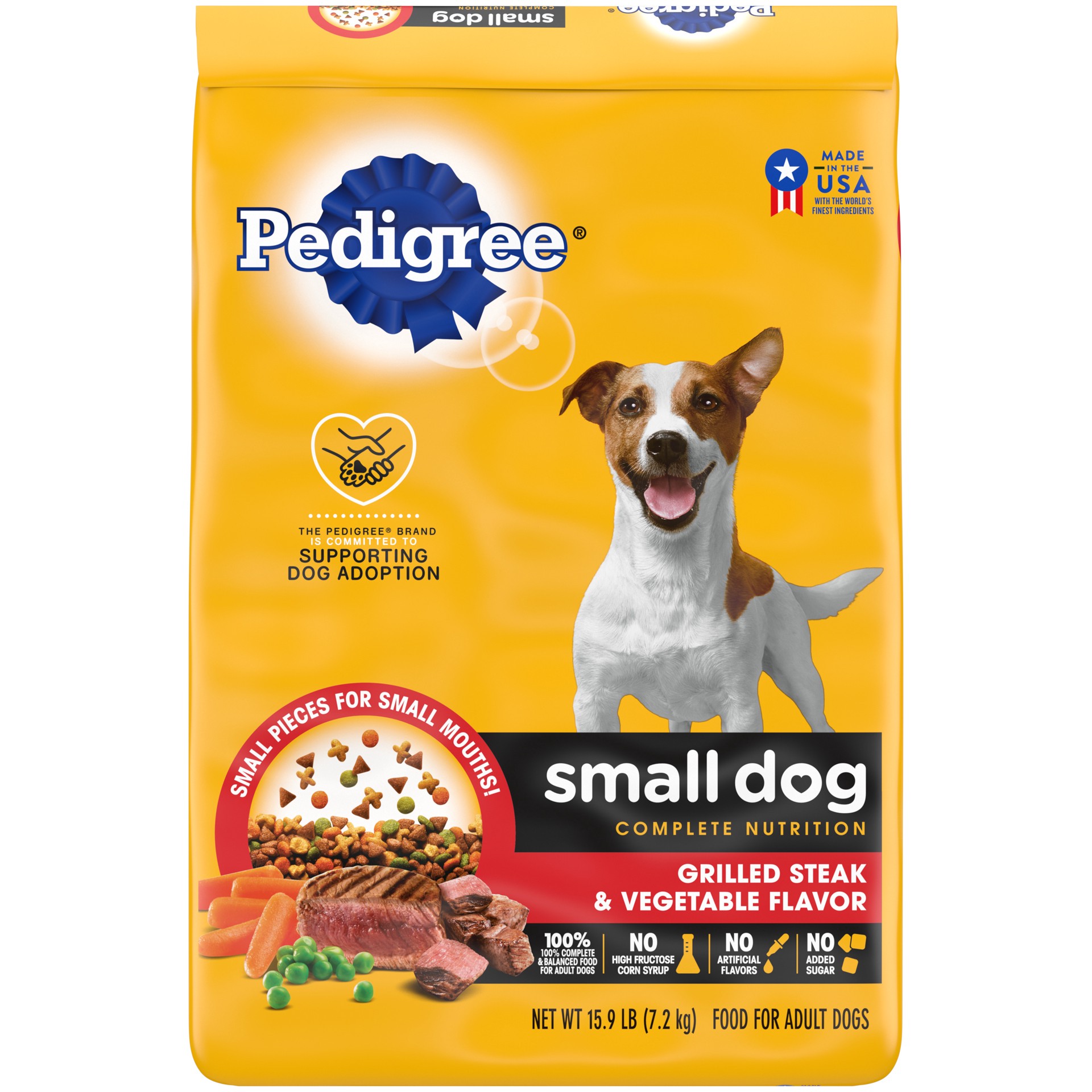 slide 1 of 12, PEDIGREE Small Dog Complete Nutrition Small Breed Adult Dry Dog Food Grilled Steak and Vegetable Flavor Dog Kibble, 3.5 lb. Bag, 15.9 lb