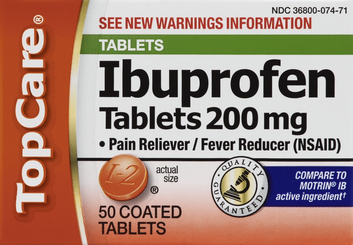 slide 5 of 11, TopCare Ibuprofen 200mg Coated Tablets, 50 ct