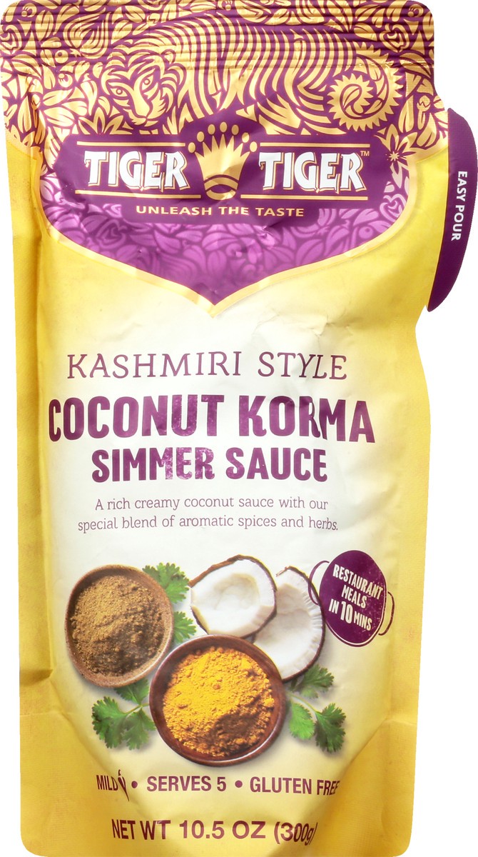 slide 9 of 12, Tiger Tiger Mild Kashmiri Style Coconut Korma Simmer Sauce 10.5 oz, 10.5 oz