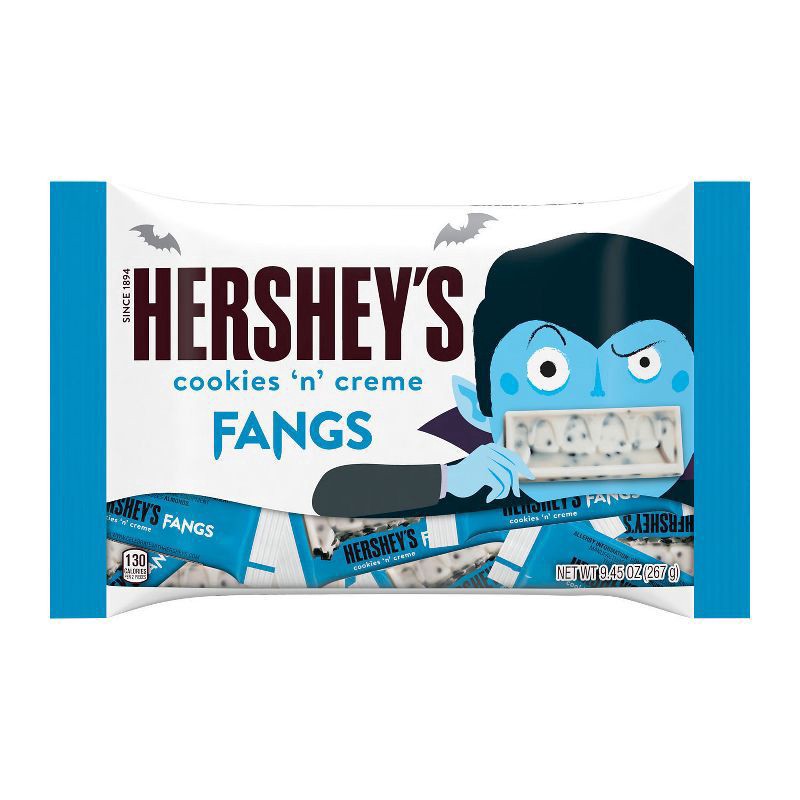 slide 1 of 7, Hershey's Cookies 'N' Creme Fangs Snack Size Candy Bars, 9.45 oz