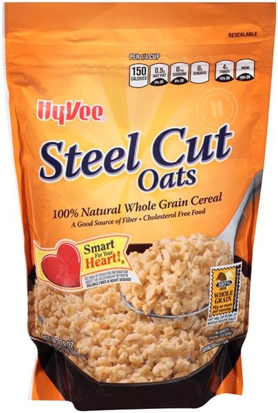 slide 1 of 1, Hy-vee 100% Whole Grain Steel Cut Oats, 24 oz