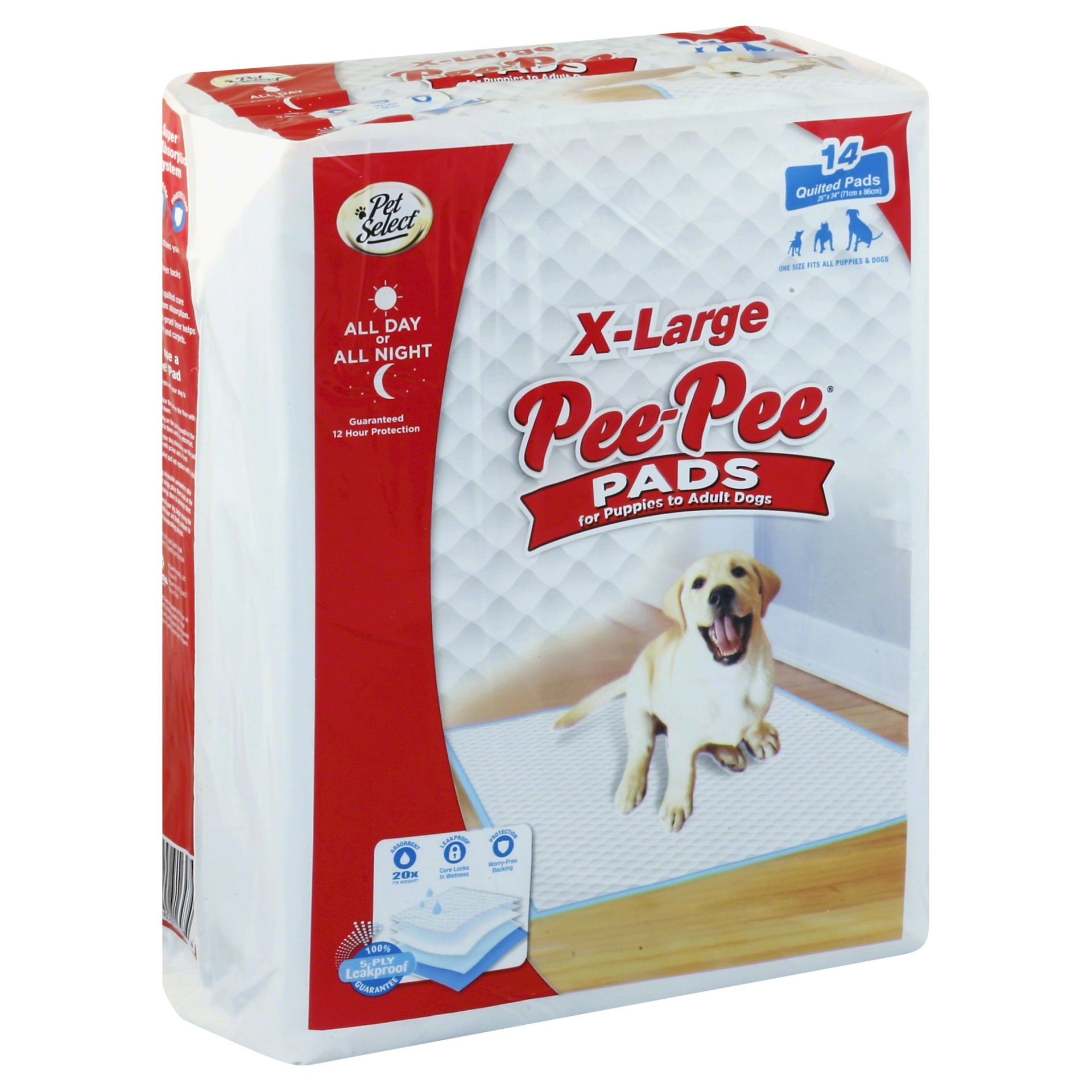 slide 1 of 5, Pet Select X-Large Pee-Pee Pads, 14 ct