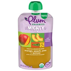Plum Organics Veggie Blend Mango, Peach, Pea + Quinoa with Chamomile & Lavender 4oz Pouch