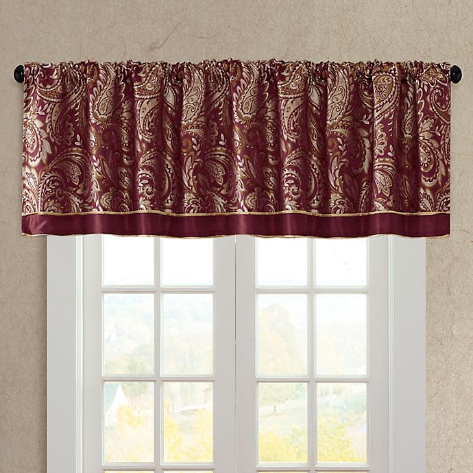 slide 1 of 4, Madison Park Aubrey Window Valance - Burgundy, 1 ct