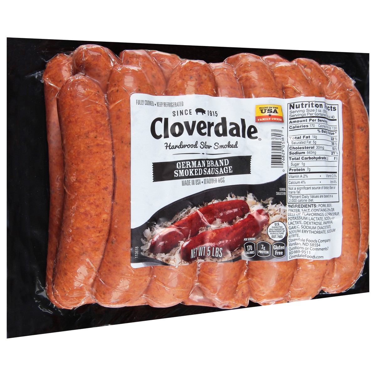 slide 2 of 11, Cloverdale Smoked German Sausage, 5 lb
