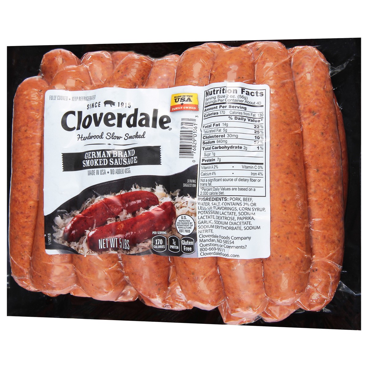 slide 3 of 11, Cloverdale Smoked German Sausage, 5 lb