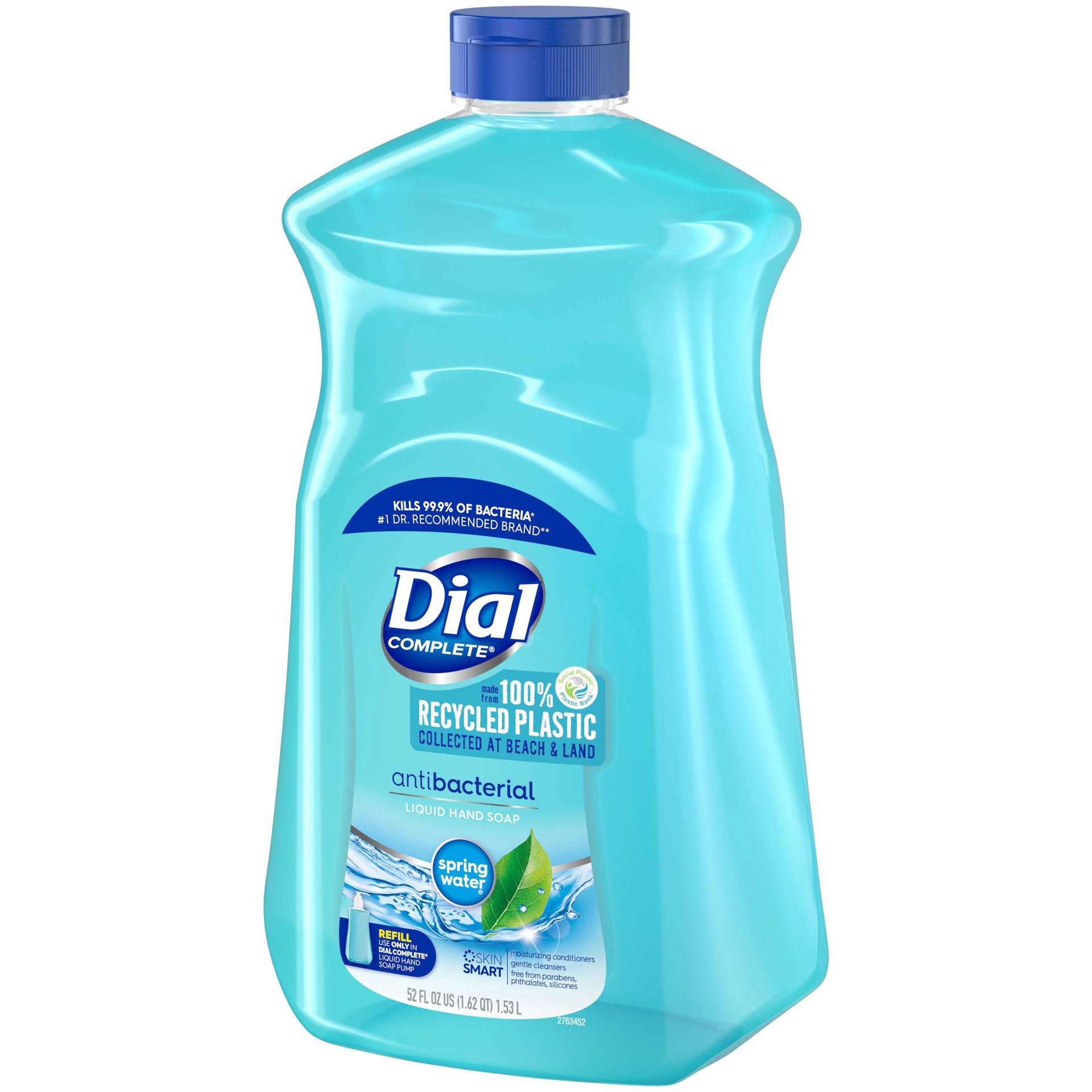 slide 9 of 19, Dial Complete Antibacterial Liquid Hand Soap Refill, Spring Water, 52 fl oz, 52 oz