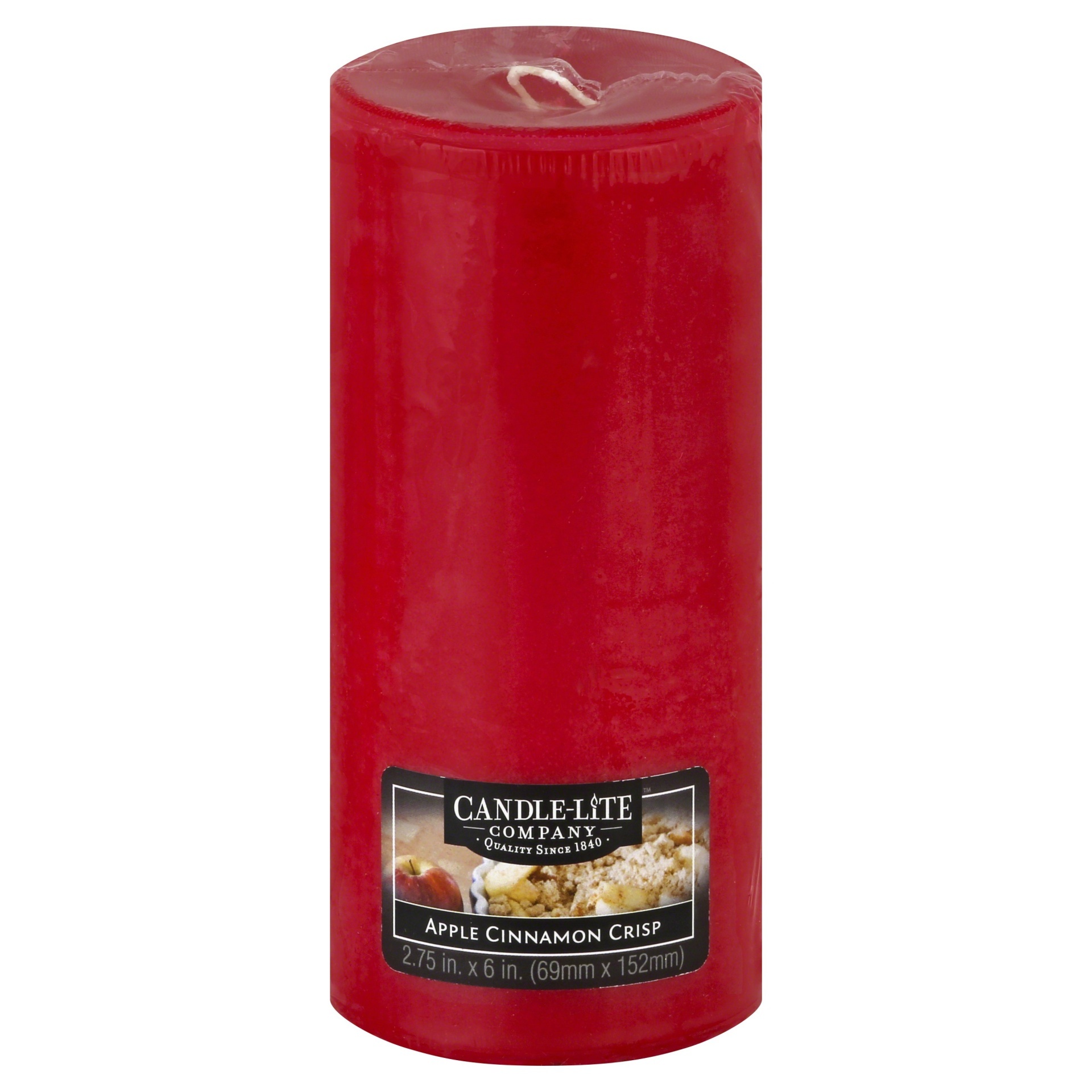 slide 1 of 1, Candle-Lite Apple Cinnamon Crisp Pillar Candle - Red, 6 in