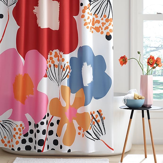 slide 1 of 1, Simply Essential Engineered Floral Shower Curtain, 72 in x 72 in