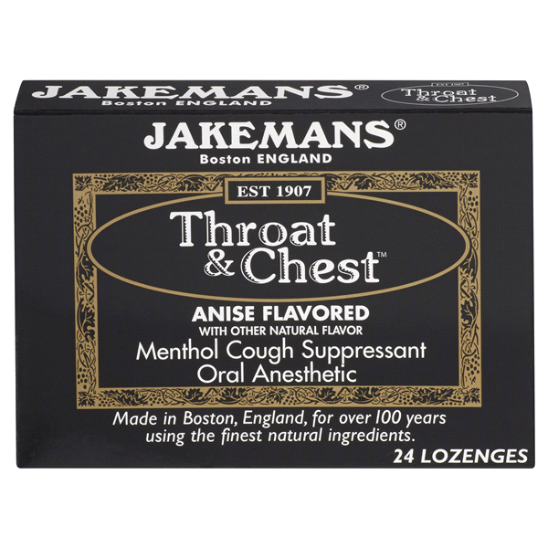 slide 1 of 1, Jakeman's Anise Flavored Throat and Chest Lozenges, 24 ct