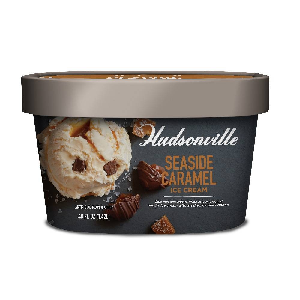 slide 1 of 3, Hudsonville Ice Cream Seaside Caramel, 48 fl oz