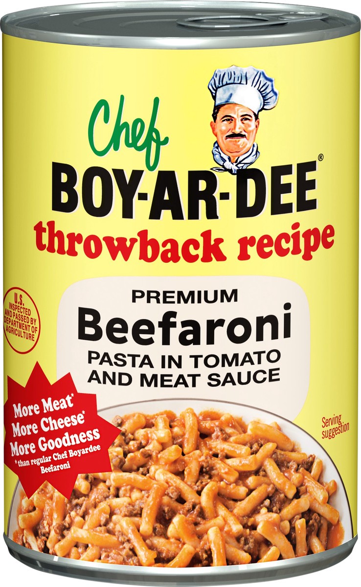 slide 1 of 2, Chef Boyardee Premium Beefaroni Pasta in Tomato and Meat Sauce 15 oz, 15 oz