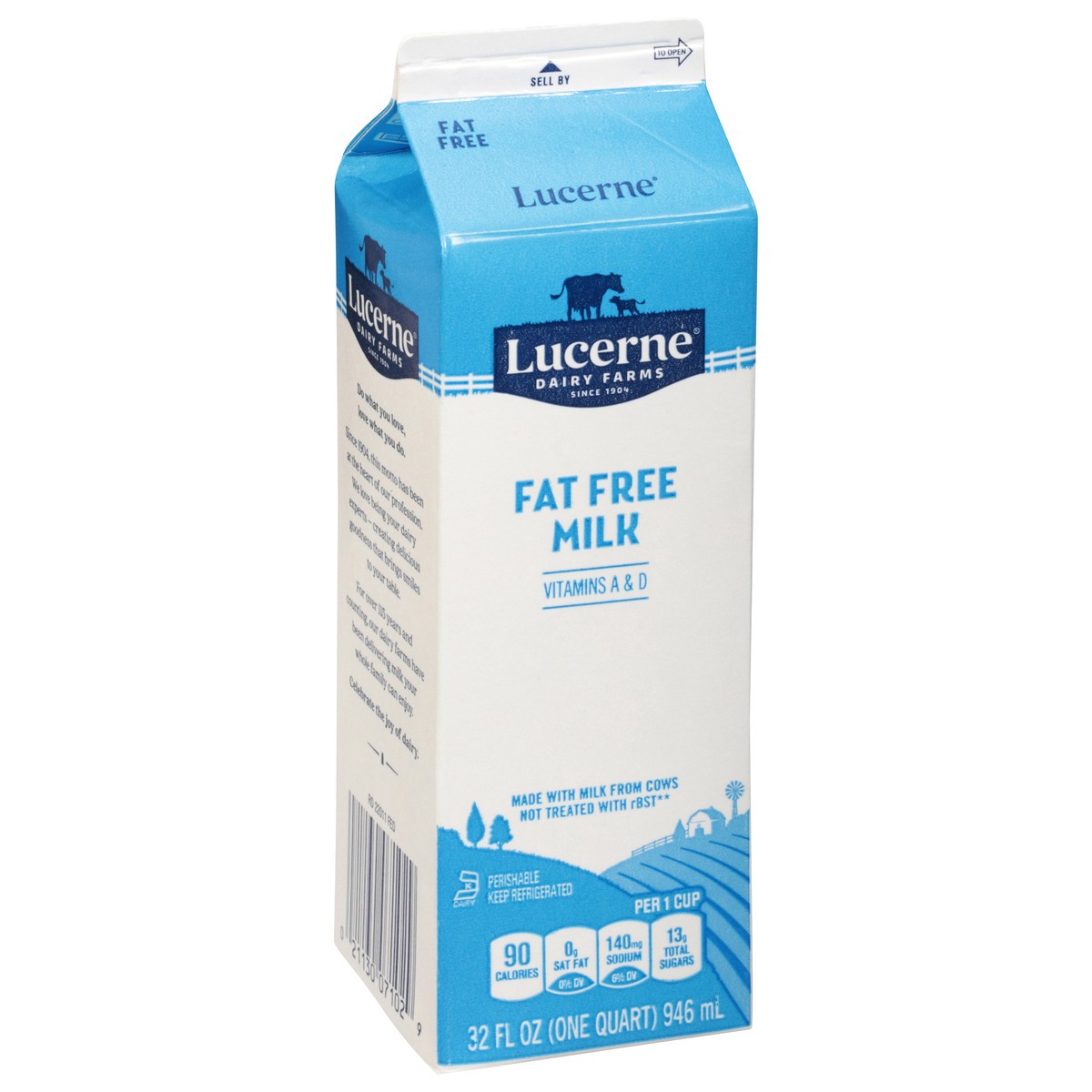 slide 9 of 9, Lucerne Fat Free Milk - 1 Quart, 32 oz