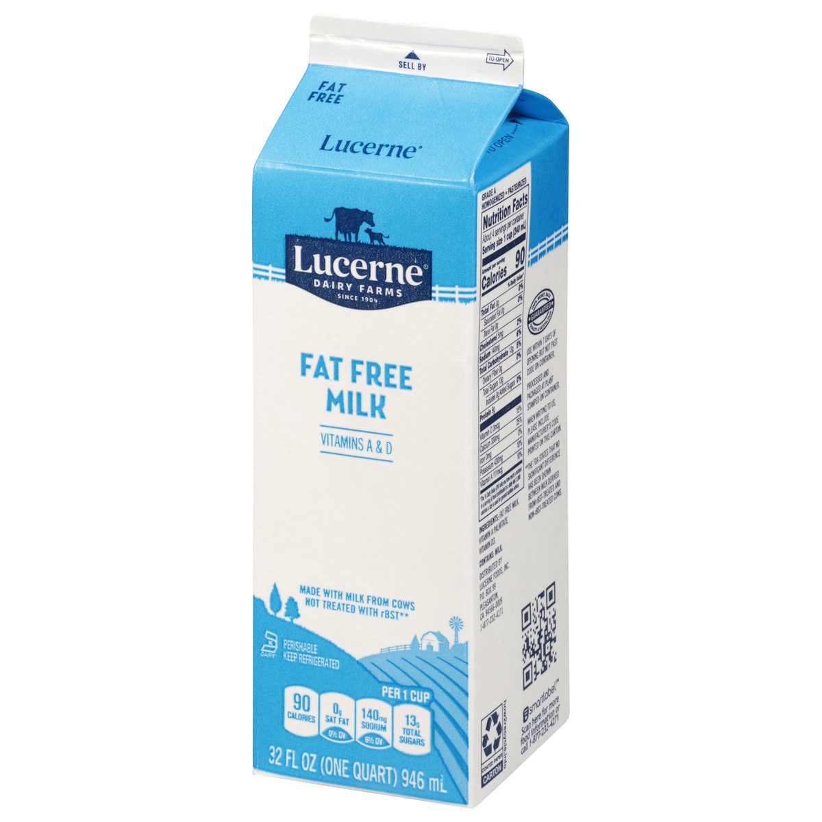 slide 6 of 9, Lucerne Fat Free Milk - 1 Quart, 32 oz