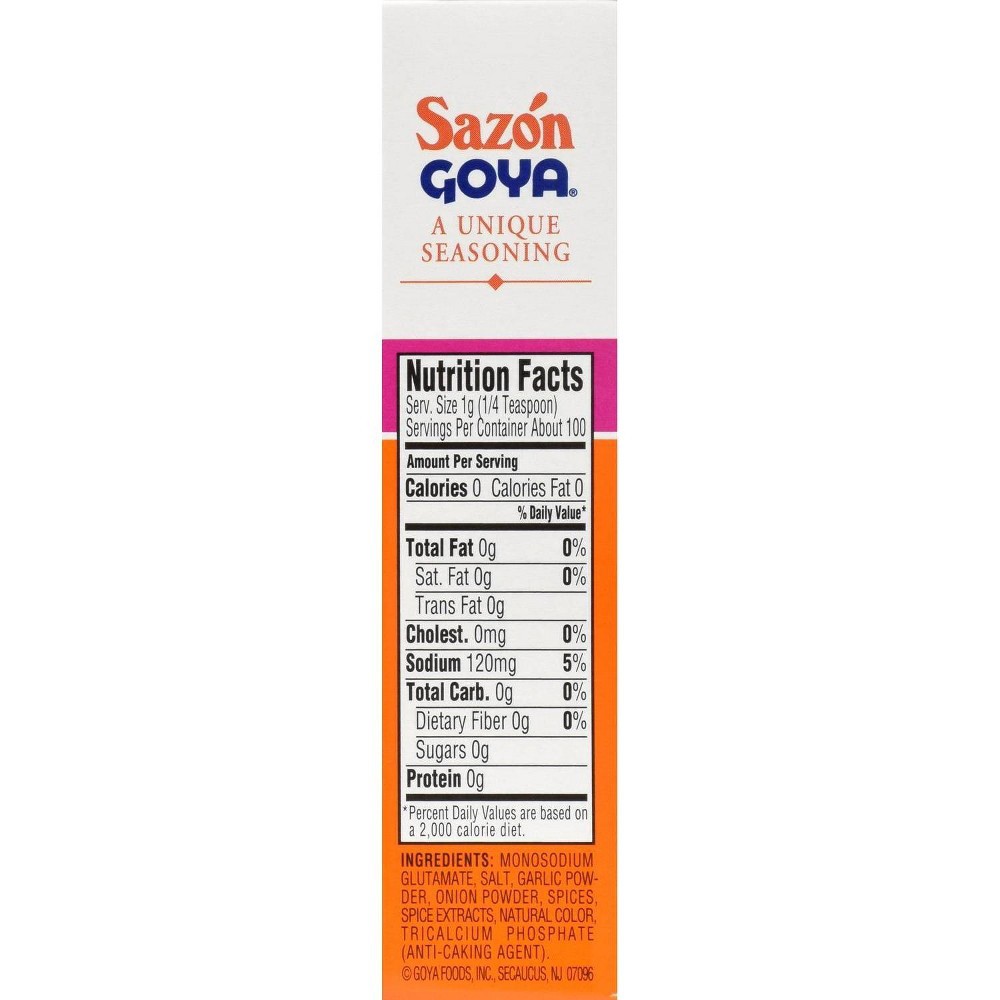 slide 5 of 5, Sazon Goya Unique Seasoning without Annatto, 3.52 oz