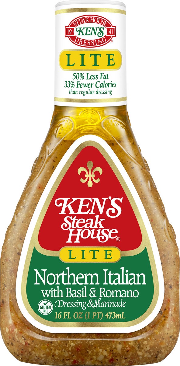 slide 5 of 12, Ken's Steak House Ken's Lite Northern Italian With Basil And Romano Dressing And Marinade, 16 oz