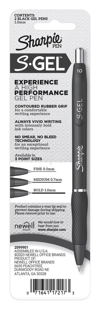 slide 2 of 2, Sharpie S-GEL Gel Pen Bold Point Black, 2 ct