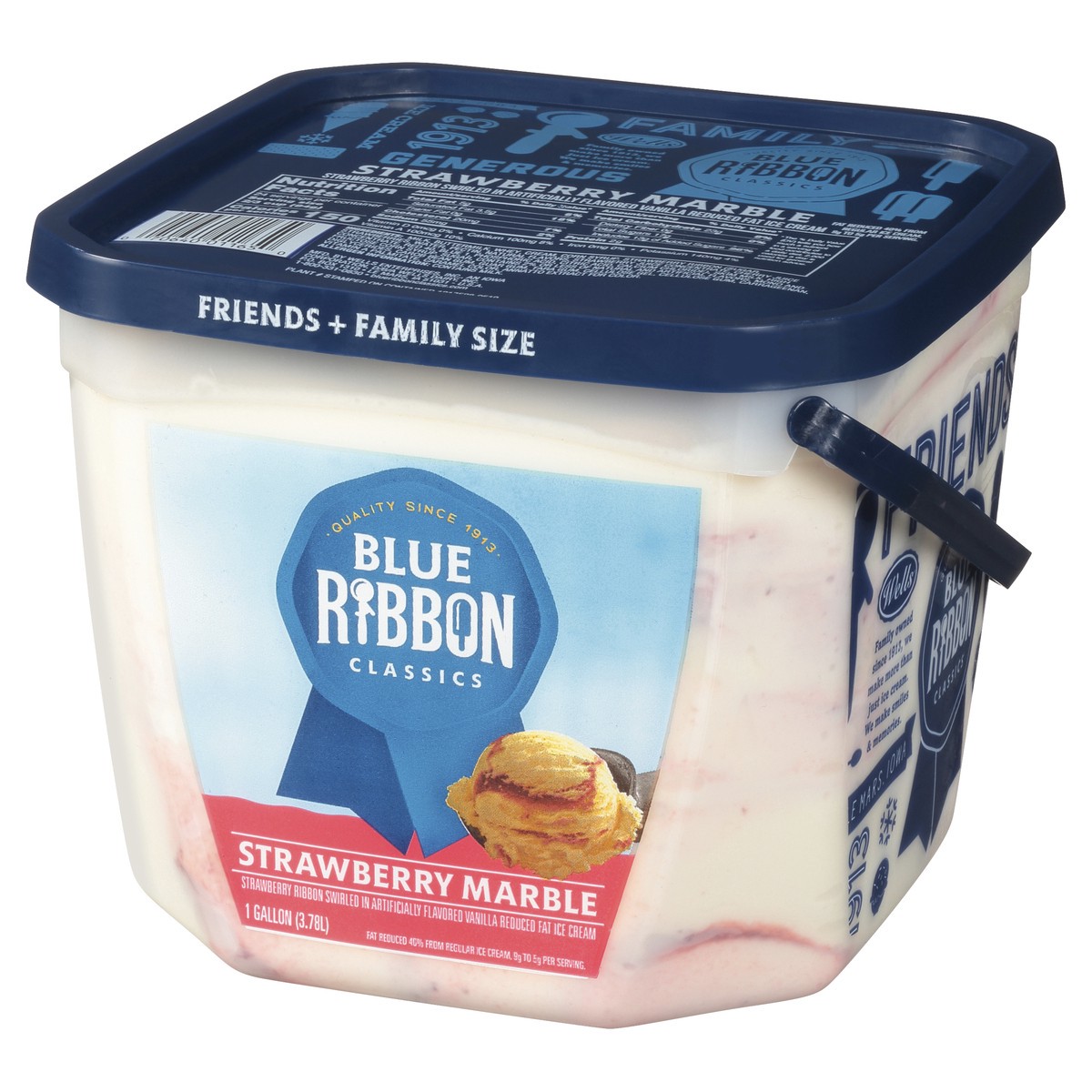 slide 6 of 11, Blue Ribbon Classics Blue Ribbon Ice Cream, Reduced Fat, Strawberry Marble, Family Size, 1 gal