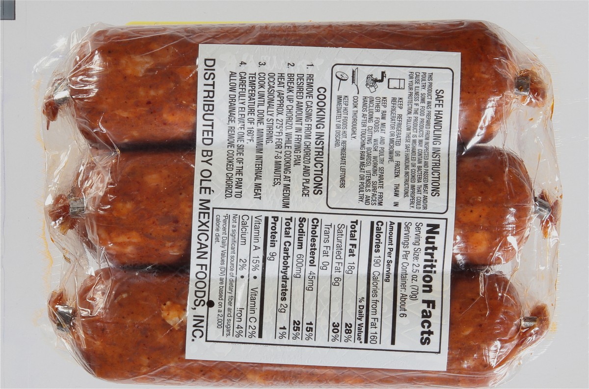 slide 11 of 13, Olé Mexican Foods Pork Chorizo Sausage 14 oz, 14 oz