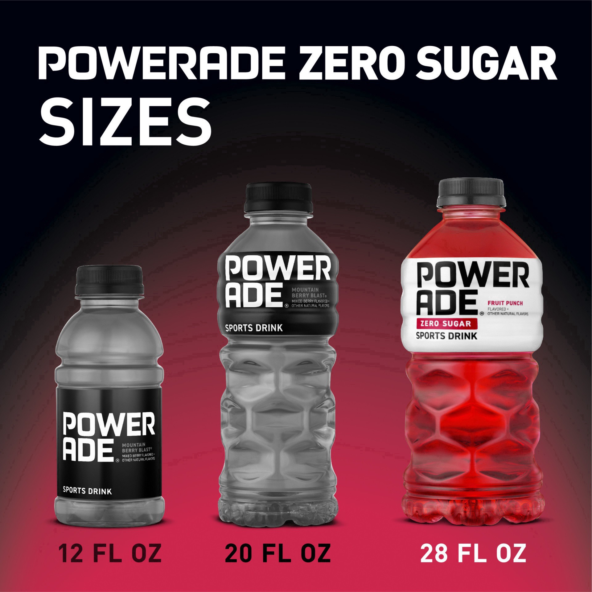 slide 14 of 21, POWERADE Zero Fruit Punch Bottle, 28 fl oz, 28 fl oz