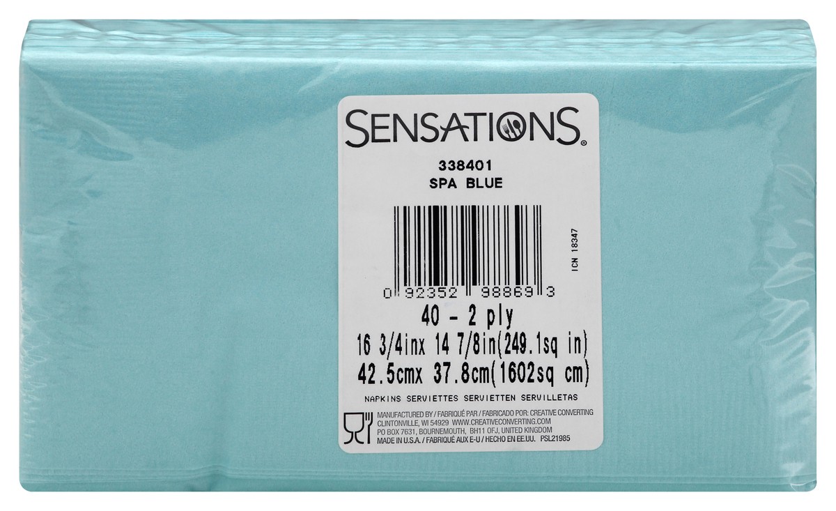 slide 1 of 1, Sensations Napkins, Spa Blue, 2-Ply, 40 ct