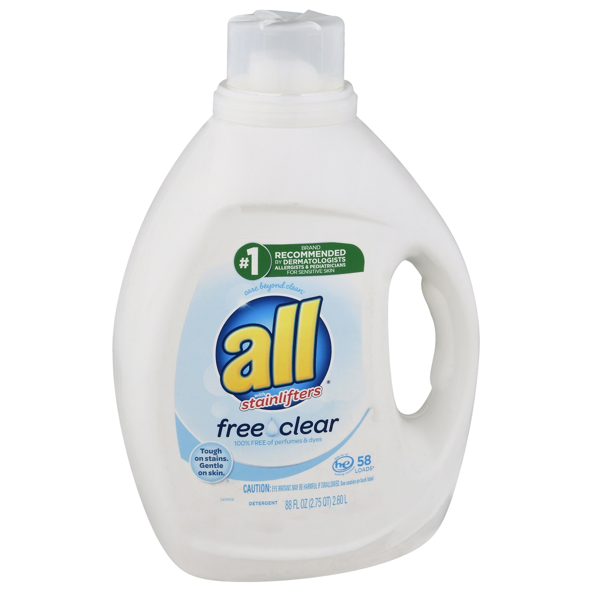 slide 2 of 8, All Free Clear with Stain Lifters Liquid Laundry Detergent, 88 oz