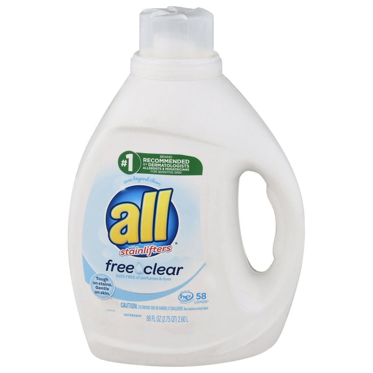 slide 1 of 8, All Free Clear with Stain Lifters Liquid Laundry Detergent, 88 oz
