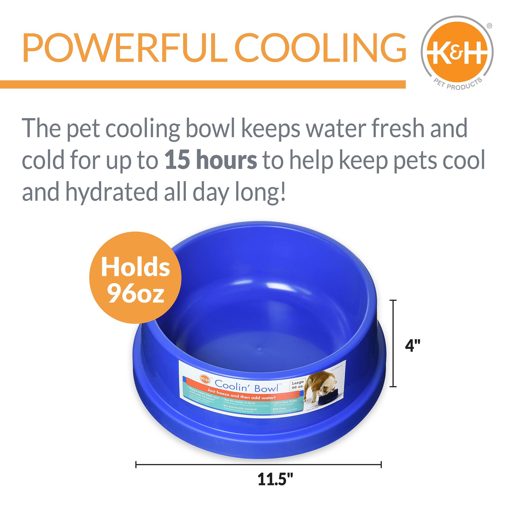 slide 3 of 7, K & H K&H Pet Products Coolin' Pet Bowl Blue 96 Ounces, 1 ct